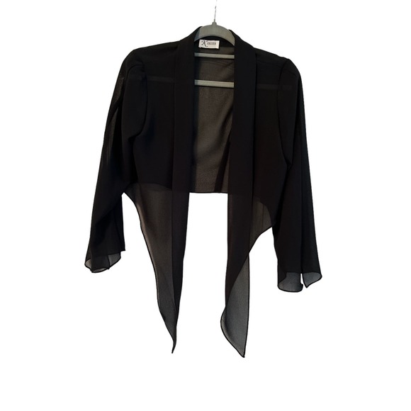 K Petite Sleeveless Little Black Dress with Sheer Tie Front Cover Up Size 8P - Picture 5 of 5